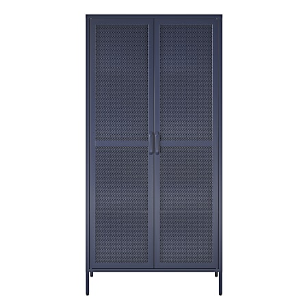 Novogratz Channing Tall 2 Door Storage Cabinet-Mesh Metal Locker, Navy